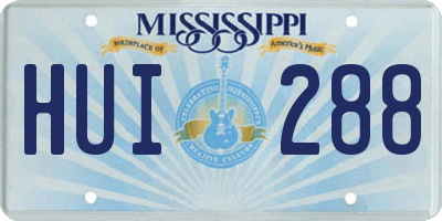 MS license plate HUI288