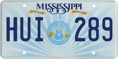 MS license plate HUI289