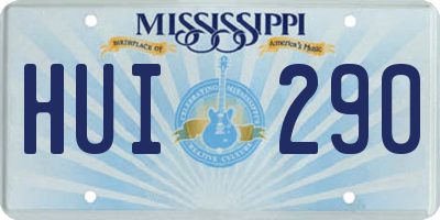MS license plate HUI290