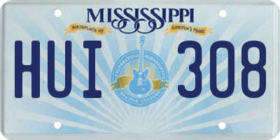 MS license plate HUI308