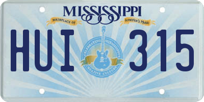 MS license plate HUI315