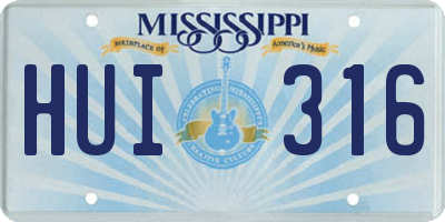 MS license plate HUI316