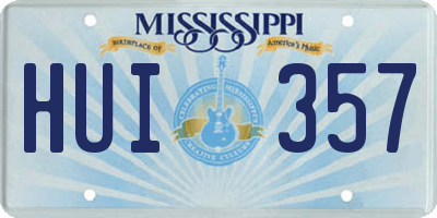 MS license plate HUI357
