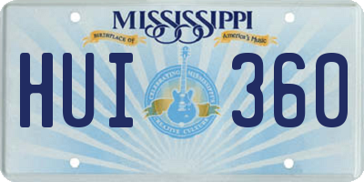 MS license plate HUI360