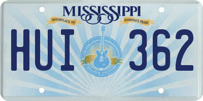 MS license plate HUI362