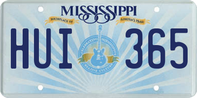 MS license plate HUI365