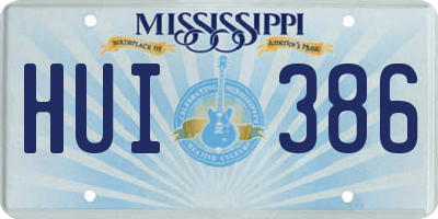 MS license plate HUI386