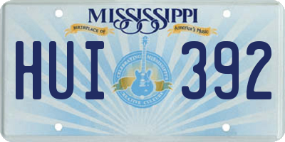 MS license plate HUI392