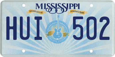 MS license plate HUI502