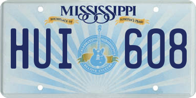 MS license plate HUI608