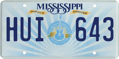 MS license plate HUI643
