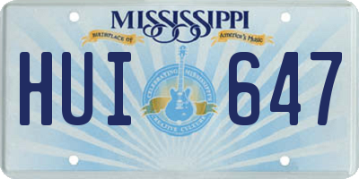 MS license plate HUI647