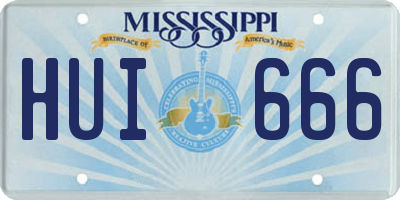 MS license plate HUI666