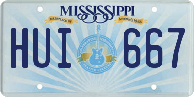 MS license plate HUI667