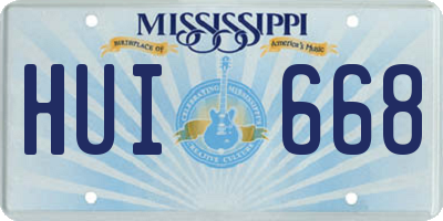MS license plate HUI668