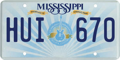 MS license plate HUI670