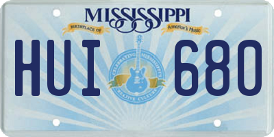 MS license plate HUI680
