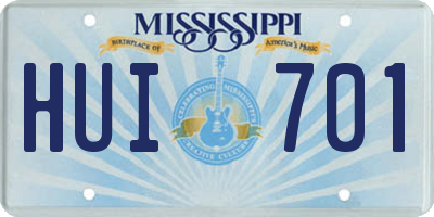 MS license plate HUI701
