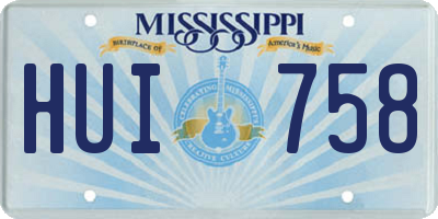 MS license plate HUI758