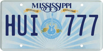 MS license plate HUI777