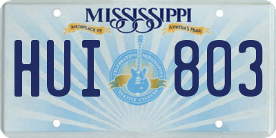 MS license plate HUI803