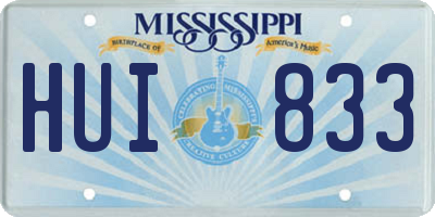 MS license plate HUI833