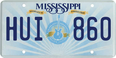 MS license plate HUI860