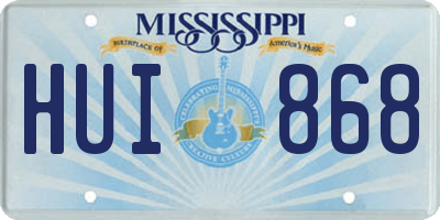 MS license plate HUI868