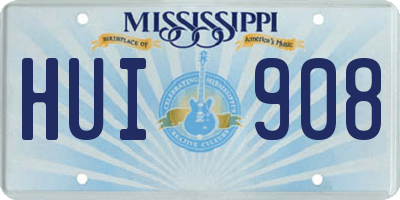 MS license plate HUI908