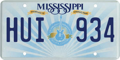 MS license plate HUI934