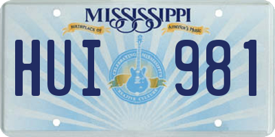 MS license plate HUI981
