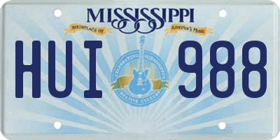 MS license plate HUI988