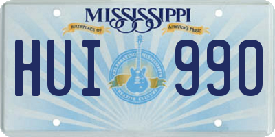 MS license plate HUI990