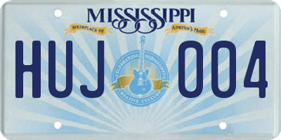MS license plate HUJ004