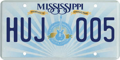 MS license plate HUJ005