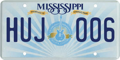 MS license plate HUJ006