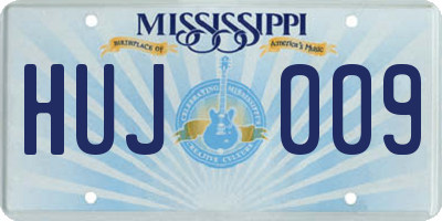 MS license plate HUJ009