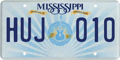 MS license plate HUJ010
