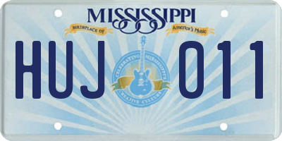 MS license plate HUJ011