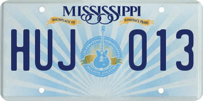 MS license plate HUJ013