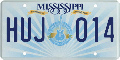 MS license plate HUJ014