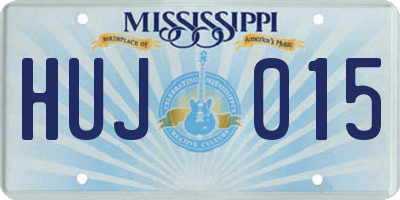 MS license plate HUJ015