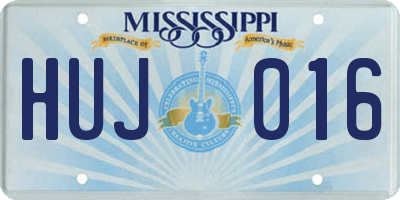 MS license plate HUJ016