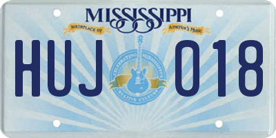 MS license plate HUJ018