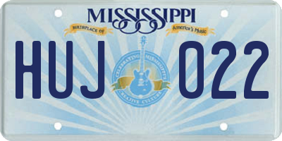 MS license plate HUJ022