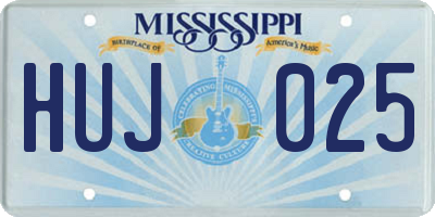 MS license plate HUJ025