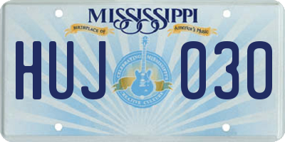 MS license plate HUJ030
