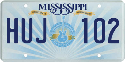 MS license plate HUJ102
