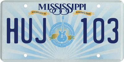 MS license plate HUJ103