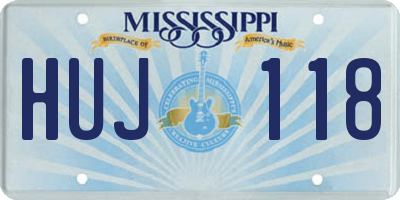 MS license plate HUJ118